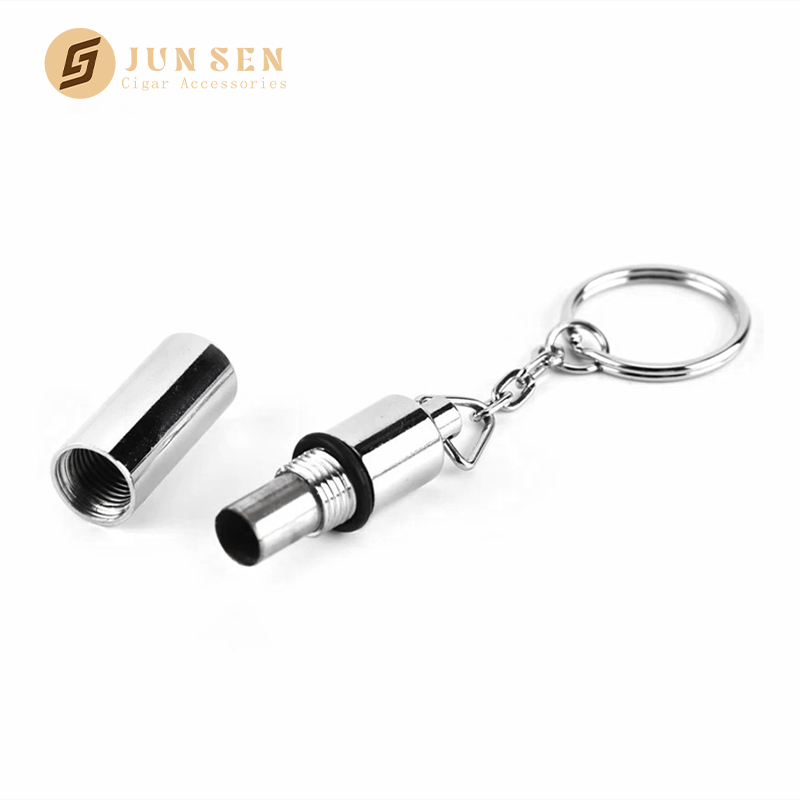 Portable Stainless Steel Cigar Punch Cutter with Keychain