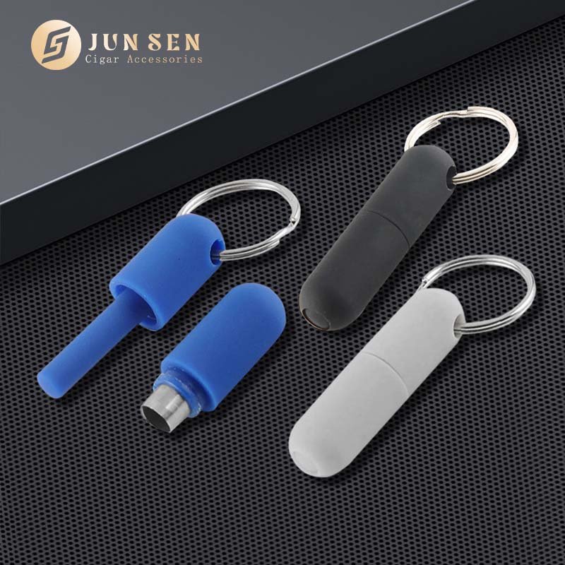 Mini Keychain Cigar Punch Cutter with Non-Slip Rubber Handle